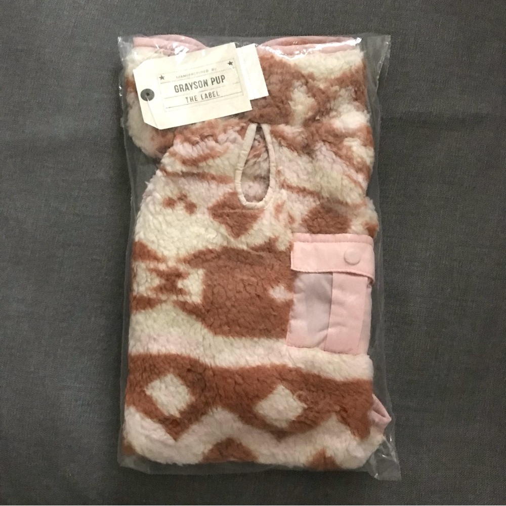 Cozy Brown and Cream Dog Sherpa Sweater - Picture 7 of 8